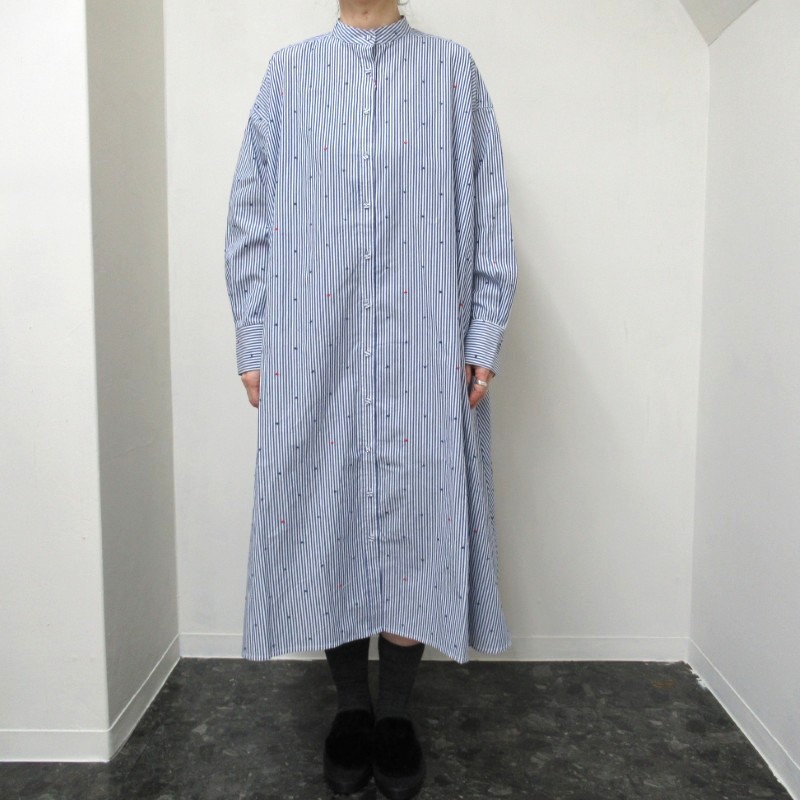 PONT DE CHALONS   ドットハート刺繍フレアワンピース /BLストライプ20